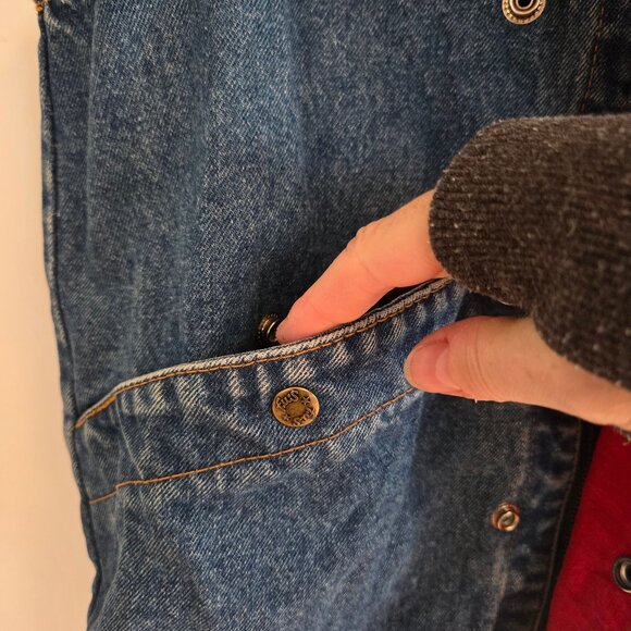 Vintage Denim Utility Vest – Red Lining, Snap Buttons - Picture 6 of 12